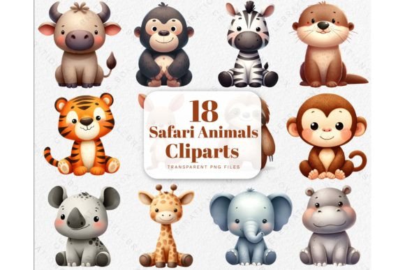 Download Watercolor Cute Safari Animals Clipart - Safari animals Collection