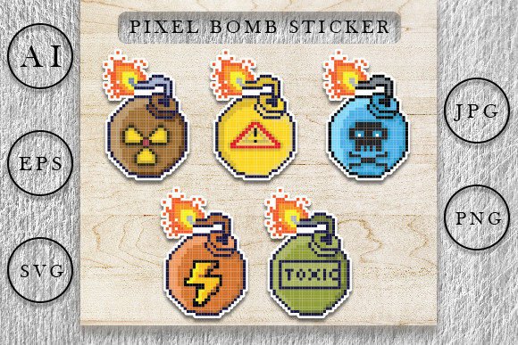 Download Pixel Sticker Art, Bomb Pixel Art - Sticker Collection