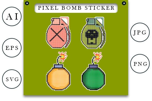 Download Pixel Sticker Art, Bomb Pixel Art - Sticker Collection
