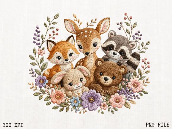 Download Woodland Friends Floral Animal PNG | Cut - Animal Collection
