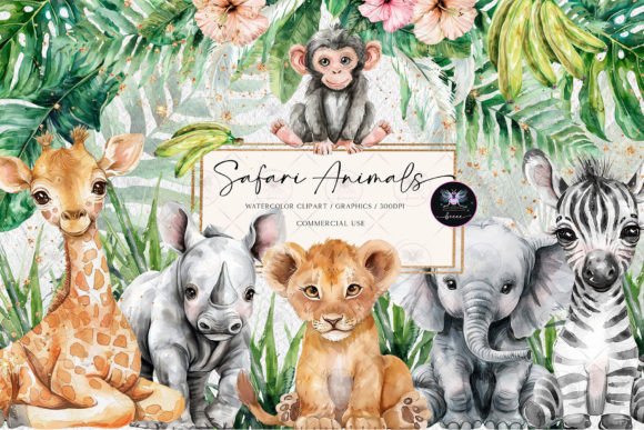 Download Safari Animals Watercolor Clipart - Safari animals Collection