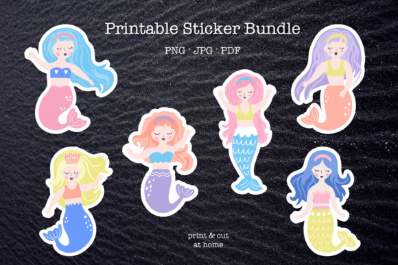 Download Mermaid. Printable Sticker Bundle - Sticker Collection