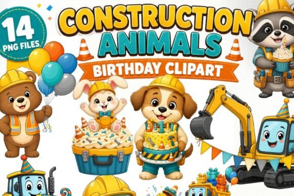 Download Construction Animals Birthday Clipart - Animal Collection