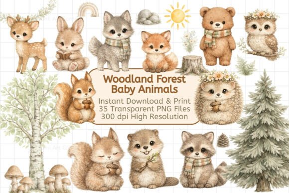 Download 35 Woodland Animals Clipart Bundle - Animal Collection