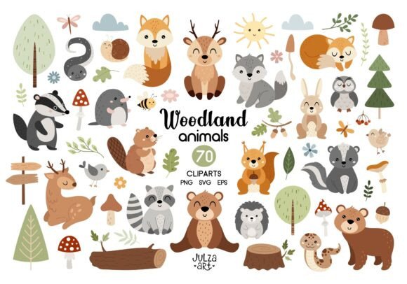 Download Woodland Animals Clipart, Forest SVG PNG - Animal Collection