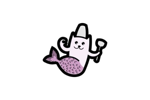 Download Cute Cat Mermaid, Happy Chef, Stickers, - Sticker Collection