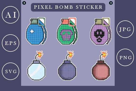 Download Pixel Sticker Art, Bomb Pixel Art - Sticker Collection