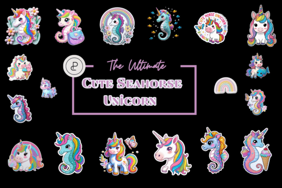 Download Kawaii Cute Seahorse &amp; Unicorn Stickers - Sticker Collection