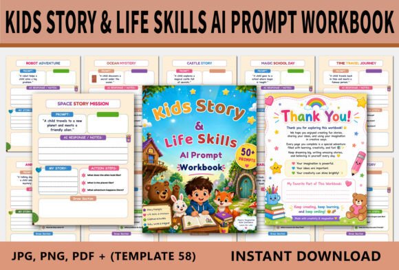 Download Kids Story &amp; Life Skills AI Prompt Work - Kids Collection