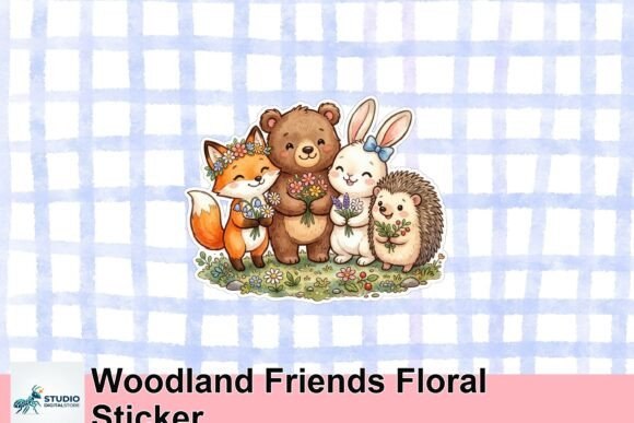 Download Woodland Friends Floral Sticker - Sticker Collection