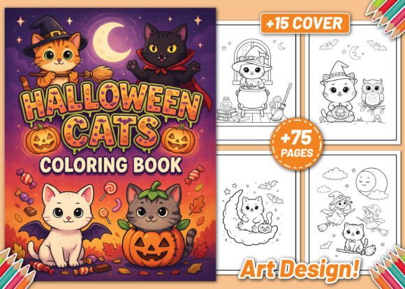 Download Halloween Cats Coloring Book for Kids - Kids Collection