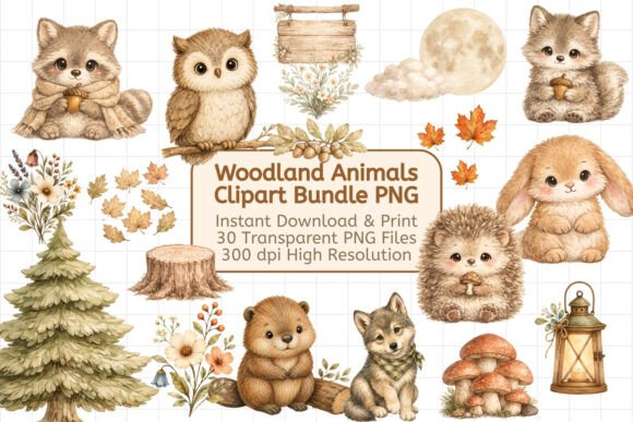 Download 30 Woodland Animals Clipart Bundle PNG - Animal Collection