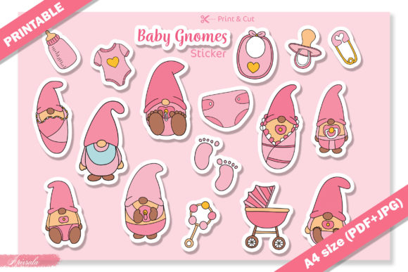 Download Baby Gnome Baby Shower Printable Sticker - Sticker Collection