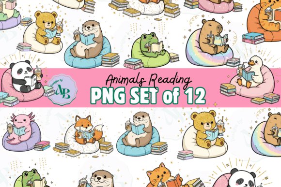 Download Bookish Animals Reading Clip Art Set - Animal Collection