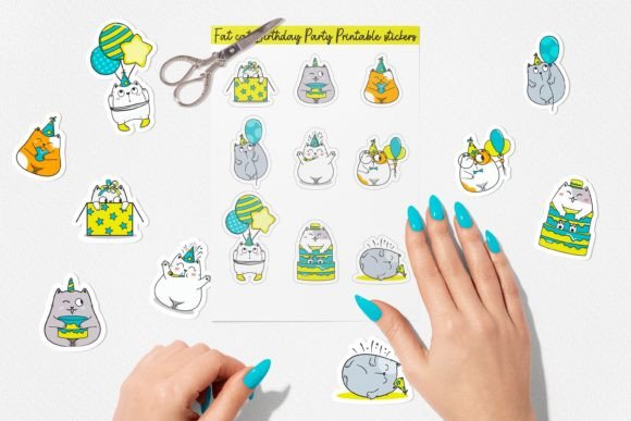 Download Fat Cat Birthday Party Stickers. - Sticker Collection
