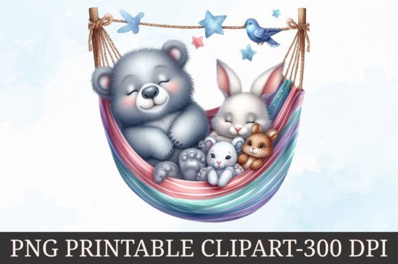 Download Adorable Animals in Hammock Clipart - Animal Collection