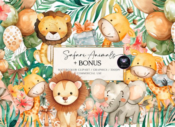 Download Safari Animals Watercolor Clipart - Safari animals Collection
