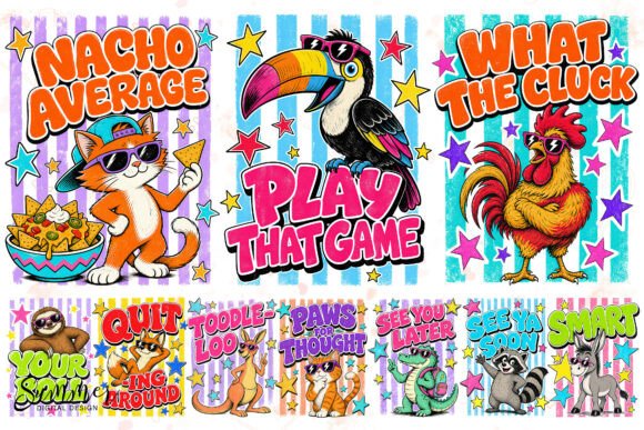 Download Retro Summer Animal Pun Sublimation PNGs - Animal Collection