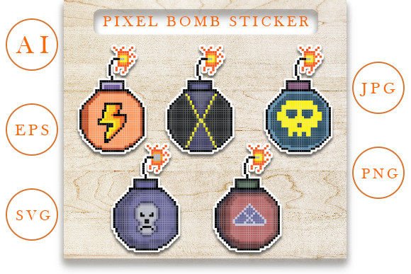 Download Pixel Sticker Art, Bomb Pixel Art - Sticker Collection