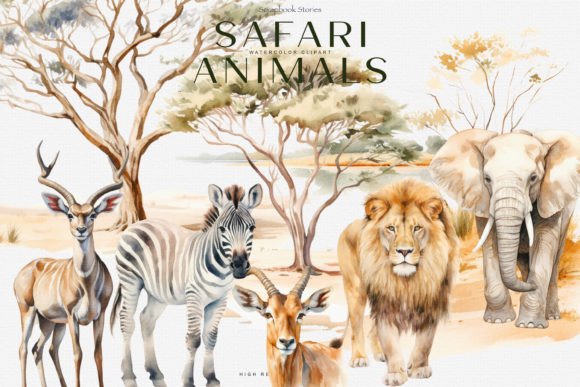 Download Watercolor Safari Animals Clipart Set - Safari animals Collection