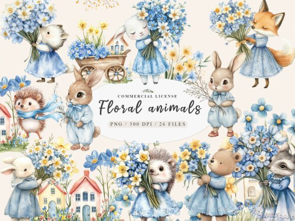 Download Woodland Spring Floral Cute Animal Png - Animal Collection