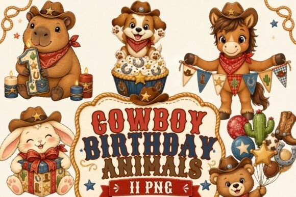 Download Cowboy Birthday Animals Clipart PNG - Animal Collection