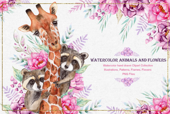 Download Watercolor Animals and Flowers - Animal Collection