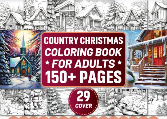 Download Adults-Country Christmas Coloring Pages - Adults Collection