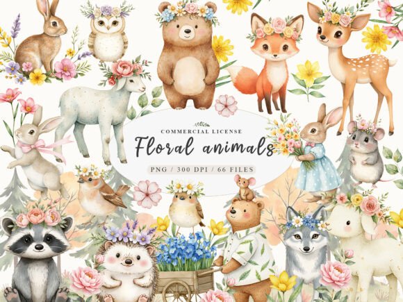 Download Sweet Woodland Floral Animal Creatures - Animal Collection