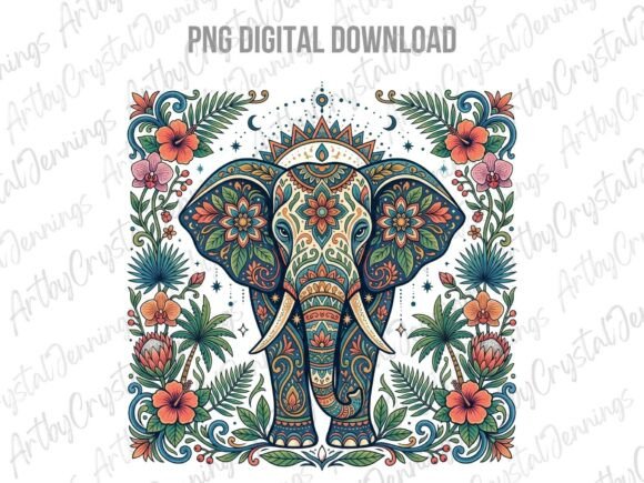 Download Bohemian Floral Elephant Animal PNG - Animal Collection