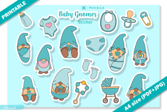 Download Baby Gnome Baby Shower Printable Sticker - Sticker Collection