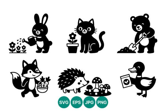 Download Cute Woodland Animals Gardening Vector - Animal Collection