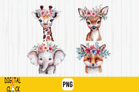 Download Boho Spring Floral Safari Animals PNG - Safari animals Collection