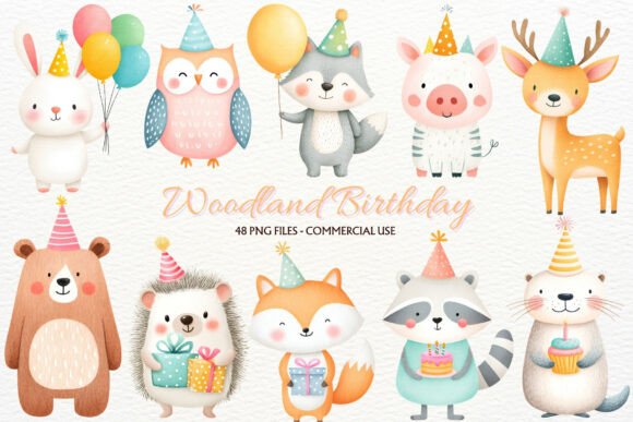 Download Birthday Woodland Animals Clipart PNG - Animal Collection