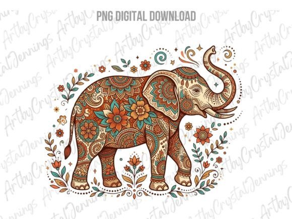 Download Boho Animal Elephant of Flowers PNG - Animal Collection