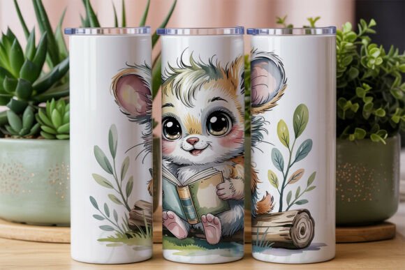 Download Cute Animal Reading Book Tumbler Wrap - Animal Collection
