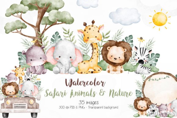 Download Watercolor Safari Animals and Nature - Safari animals Collection