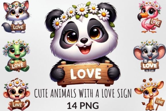 Download Adorable Animals with a Love Sign - Animal Collection