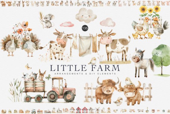 Download Huge Set Watercolor Farm Animal Clipart - Animal Collection