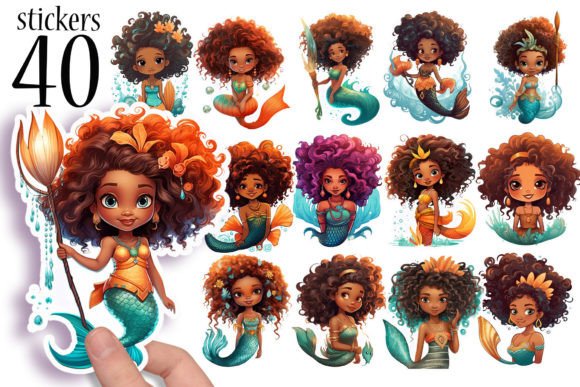 Download Cute African American Mermaid Stickers - Sticker Collection