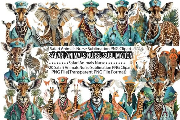 Download Safari Animals Nurse Sublimation Bundle - Safari animals Collection