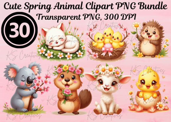 Download Cute Spring Animal Clipart PNG Bundle - Animal Collection