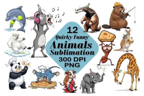 Download Quirky Funny Animals Sublimation - Animal Collection