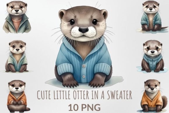 Download Cute Little Otter in a Sweater for Kids - Kids Collection