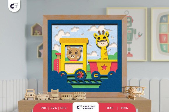 Download Animal on the Train 3D Paper Cut SVG - Animal Collection