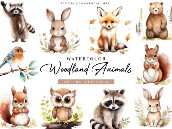 Download Woodland Animals Digital Clipart Bundle - Animal Collection