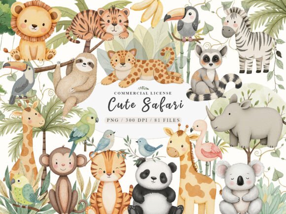 Download Watercolor Cute Boho Baby Safari Animals - Safari animals Collection