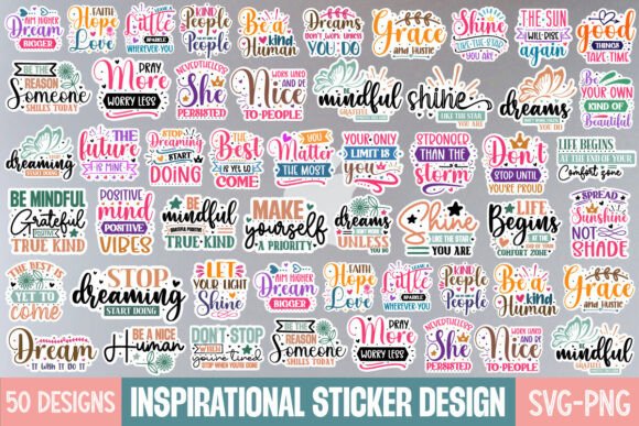 Download Inspirational Quotes Sticker Svg Bundle, - Sticker Collection