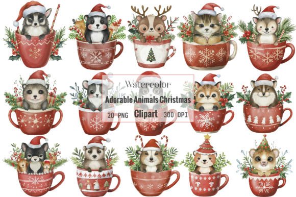 Download Watercolor Adorable Animals Christmas - Animal Collection
