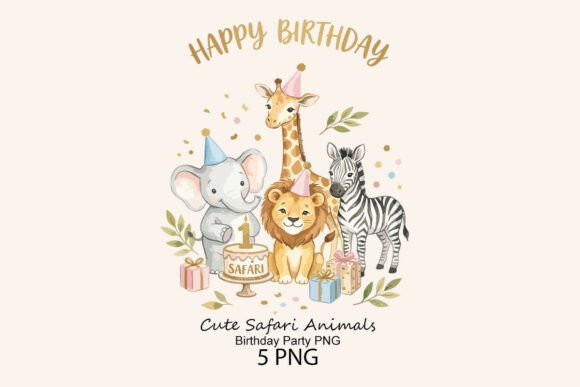Download Cute Safari Animals Birthday Party PNG - Safari animals Collection